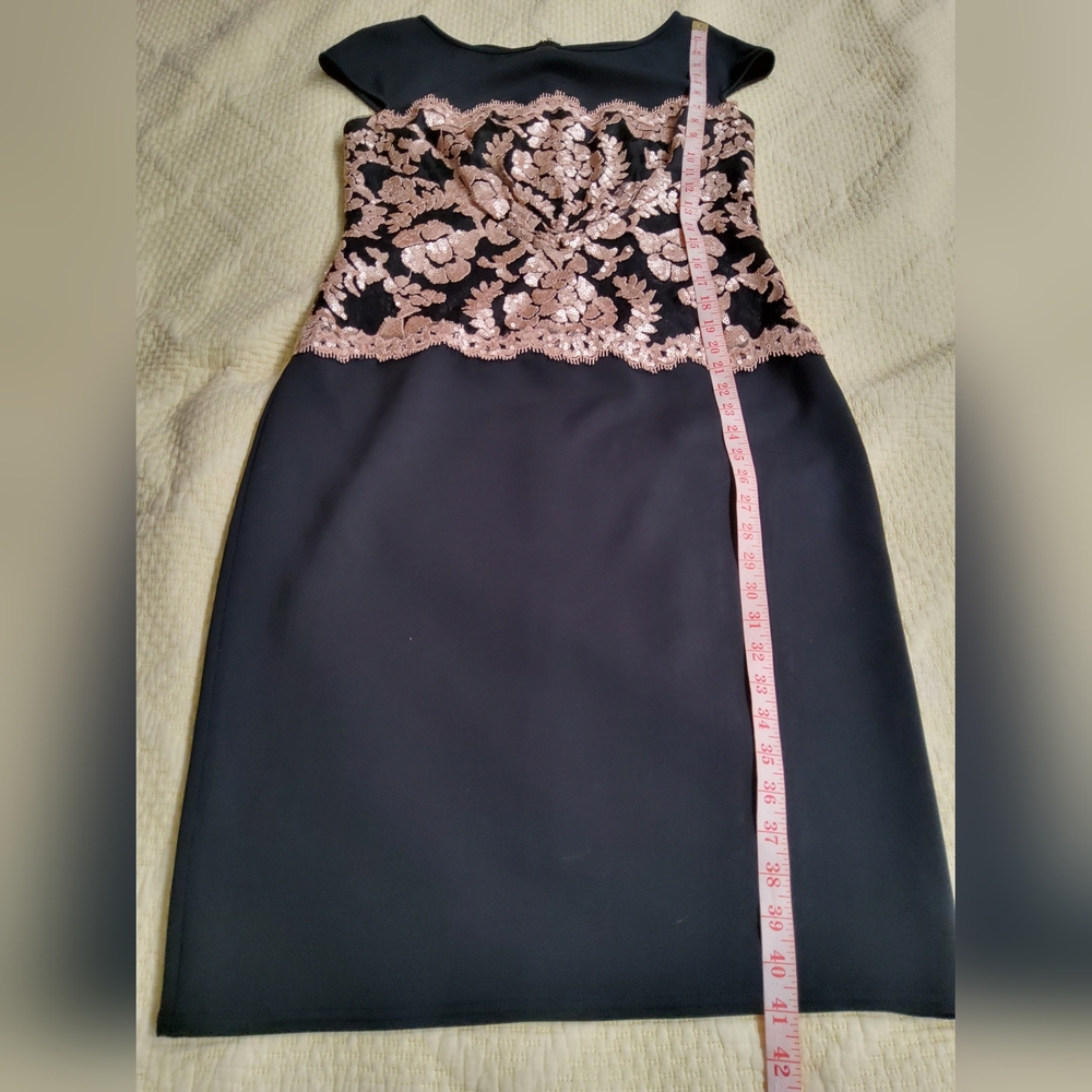 Tadashi Shoji Neoprene and Paillette Lace Dress Size 12 - Picture 11 of 12